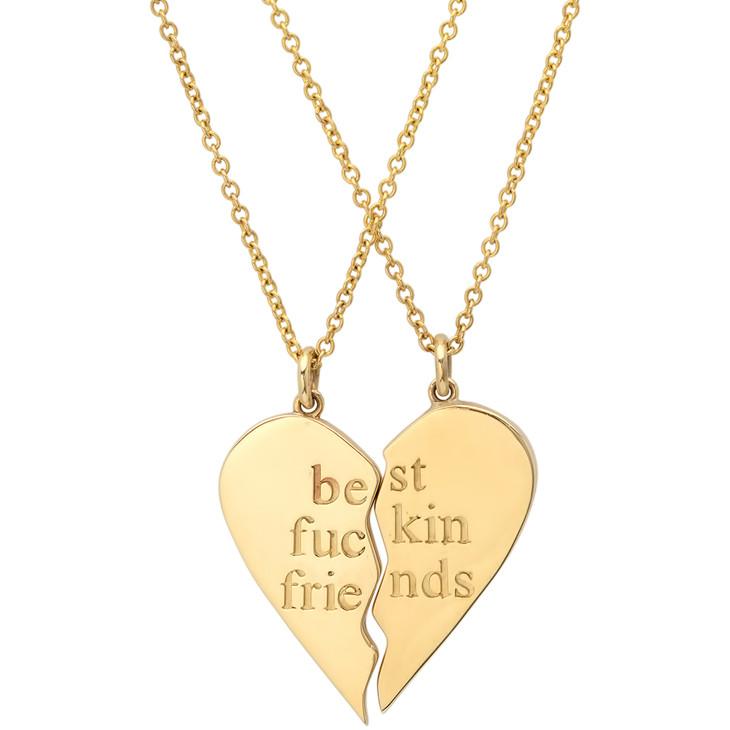 BEST FUCKIN FRIENDS HEART NECKLACES